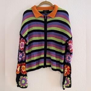 Sweater With Crochet Sleeves Size S